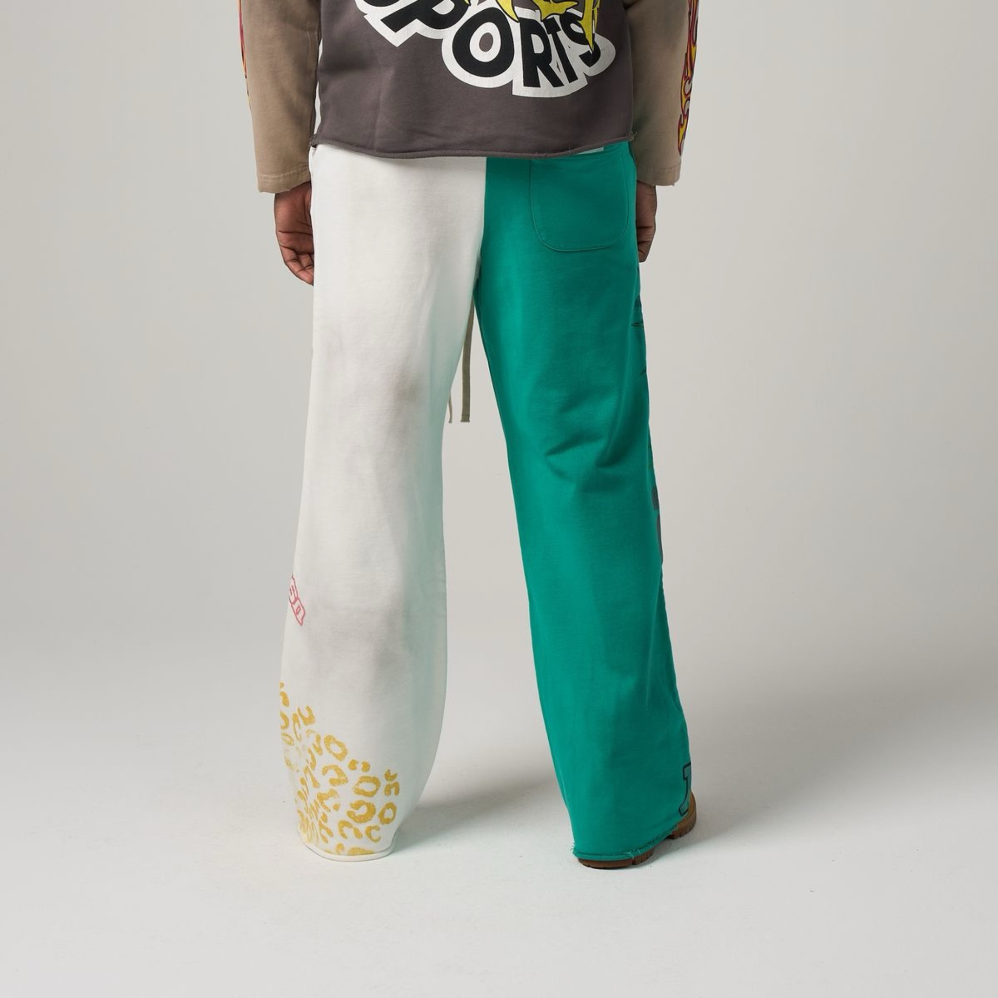 DUAA "Star Split" Sweatpants (White/Green)