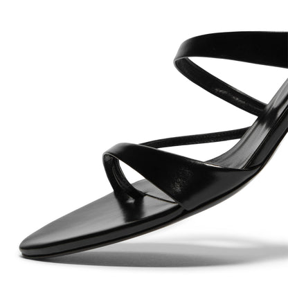 Jude Heath Kitten Sandal (Black Leather)