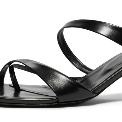 Jude Heath Kitten Sandal (Black Leather)