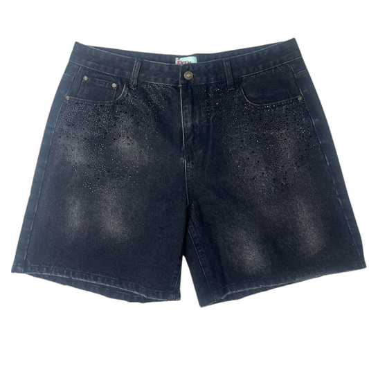 DRY ROT "Dark Hole" Rhinestone Denim Shorts (Black)