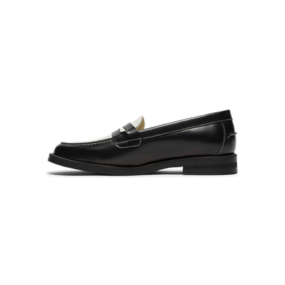 DUKE + DEXTER Wilde Black White Penny Loafer Womens (Black/White)