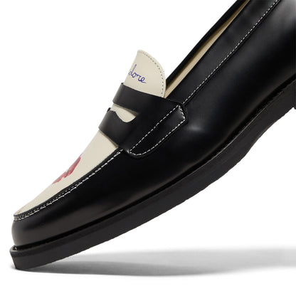 DUKE + DEXTER Wilde Kiss Penny Loafer (Black/White)