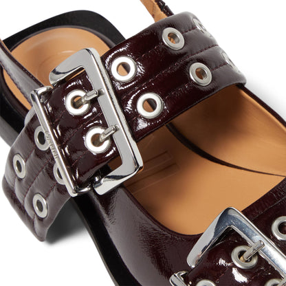 GANNI Feminine Buckle Ballerina Naplack (Burgundy)