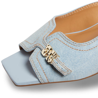 GANNI Butterfly Wedge Mule Sandal Denim (Niagara Mist)