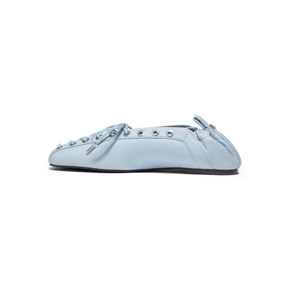GANNI Eyelets Lace Up Ballerina (Niagara Mist)