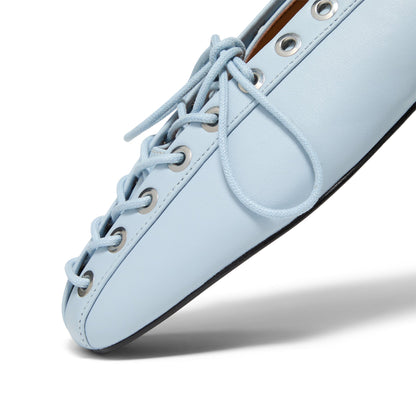 GANNI Eyelets Lace Up Ballerina (Niagara Mist)