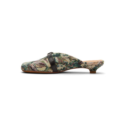 GANNI Sue Heeled Mules Tapestry (Jadeite)