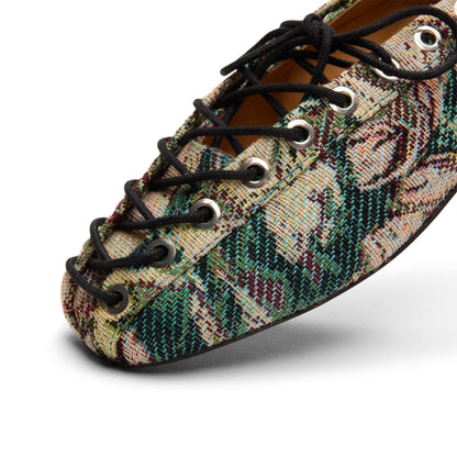 GANNI Lace Up Ballerina Tapestry (Jadeite)