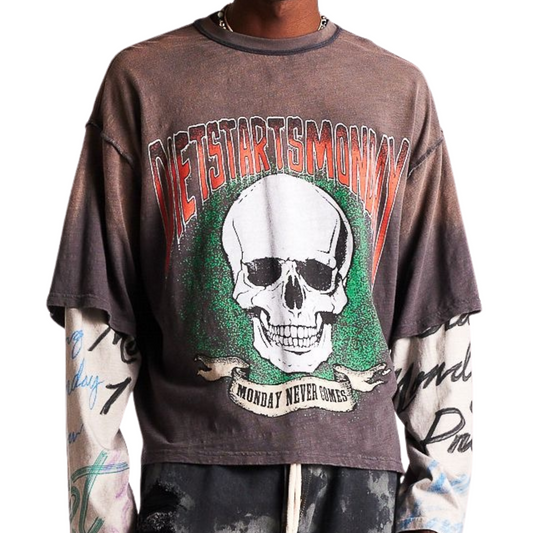 DSM "Double Layer Skull" Tee - Vintage Black/Multi
