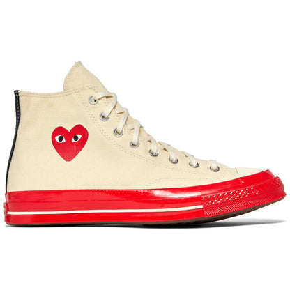 Converse Chuck Taylor All Star 70 Hi Comme des Garcons PLAY Egret Red Midsole