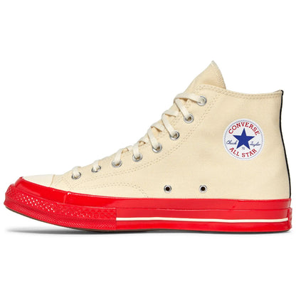 Converse Chuck Taylor All Star 70 Hi Comme des Garcons PLAY Egret Red Midsole
