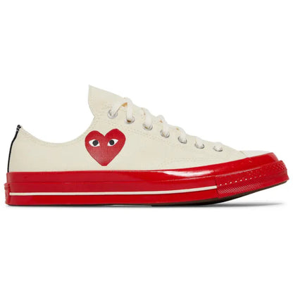 Converse Chuck Taylor All-Star 70 Ox Comme des Garcons PLAY Egret Red Midsole
