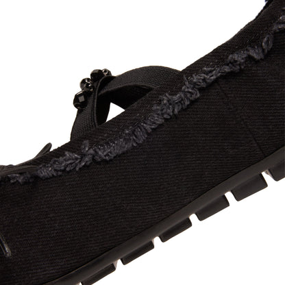 Simone Rocha Embellished Ballerina Grip Flats (Black/Jet)