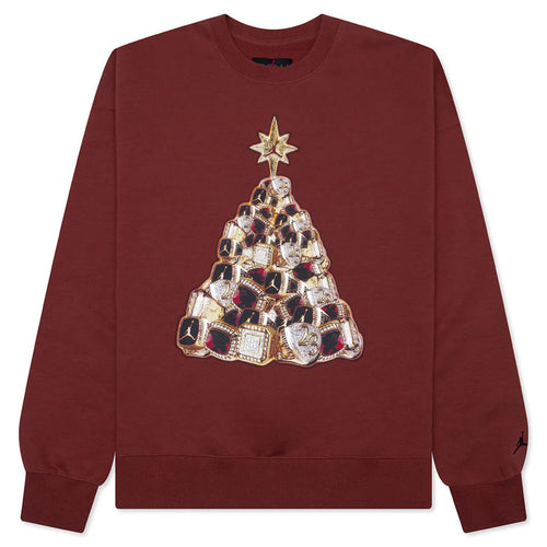 Jordan Brooklyn Fleece Holiday Crewneck Redstone Black