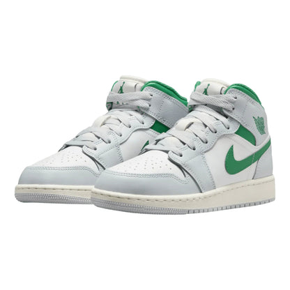 Jordan 1 Mid White Pure Platinum Pine Green (GS)