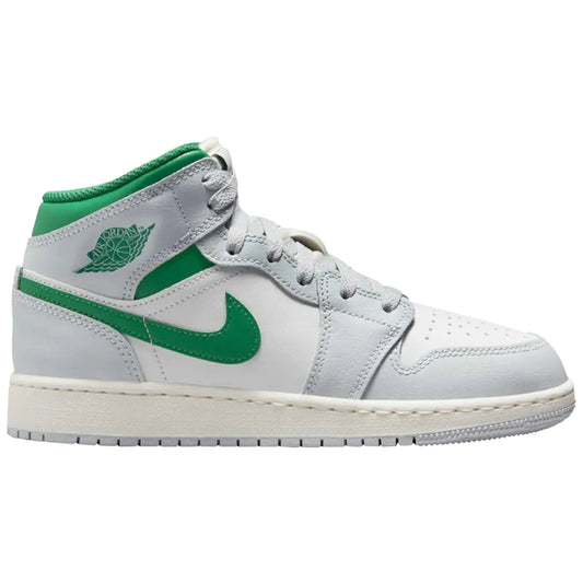 Jordan 1 Mid White Pure Platinum Pine Green (GS)
