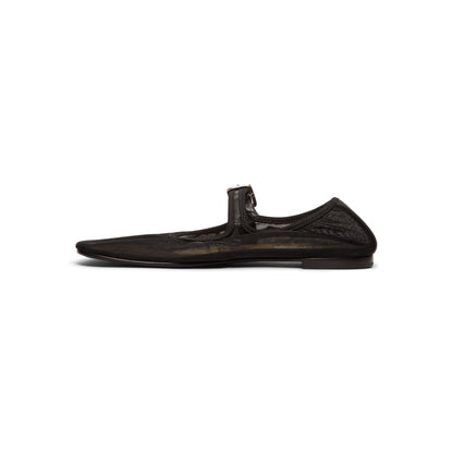 SANDY LIANG Mary Jane Mesh Ballerina Flats (Black)