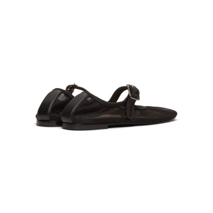 SANDY LIANG Mary Jane Mesh Ballerina Flats (Black)