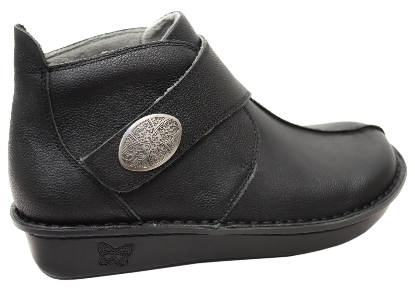 Alegria Caiti Womens Leather Ankle Boots With Adjustable Strap