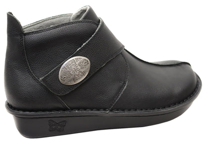 Alegria Caiti Womens Leather Ankle Boots With Adjustable Strap