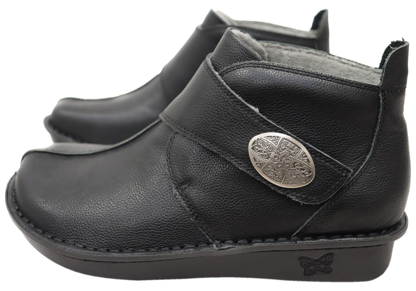 Alegria Caiti Womens Leather Ankle Boots With Adjustable Strap