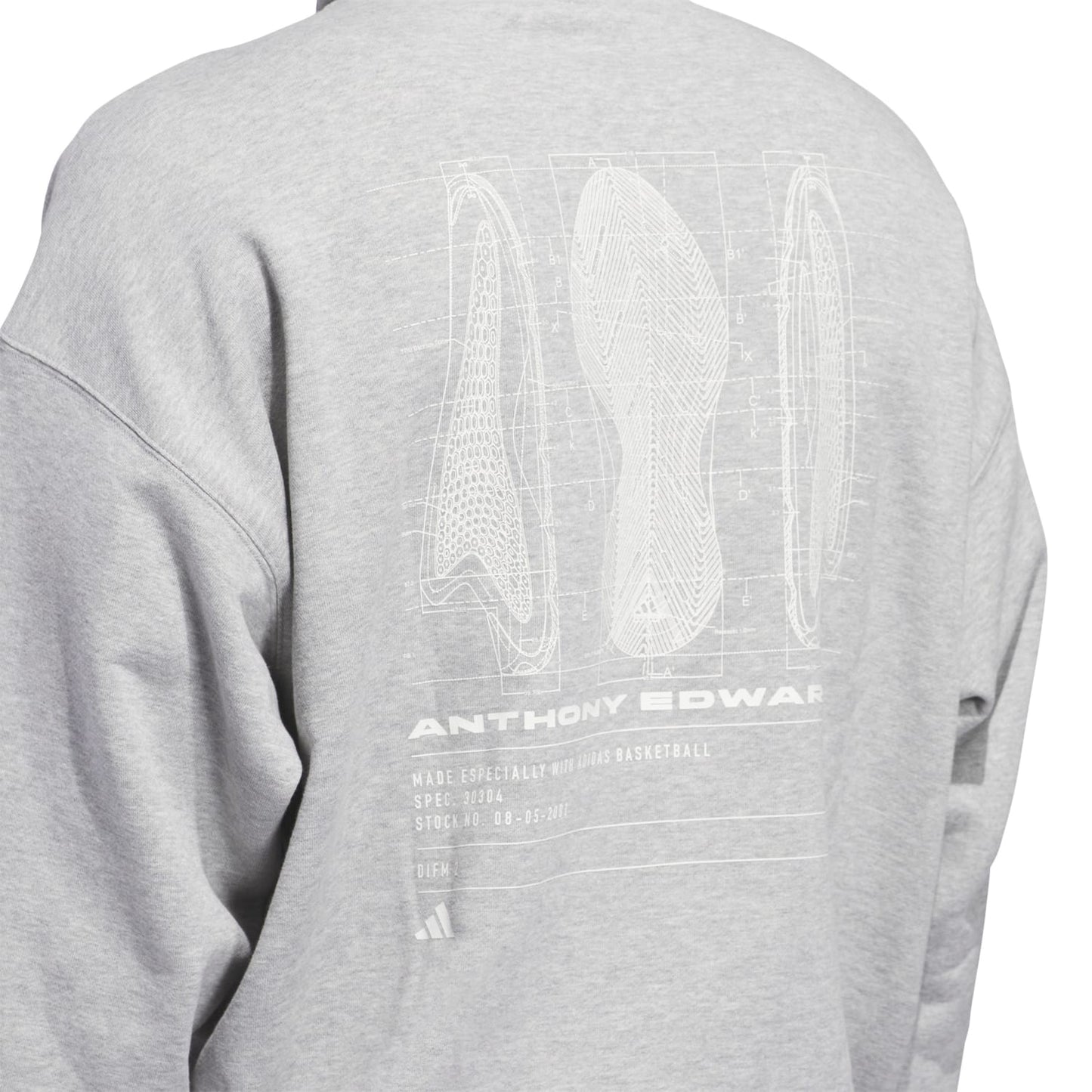 Adidas Men Anthony Edwards Graphic Fleece Pullover Grey JY3974