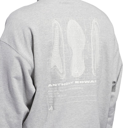 Adidas Men Anthony Edwards Graphic Fleece Pullover Grey JY3974