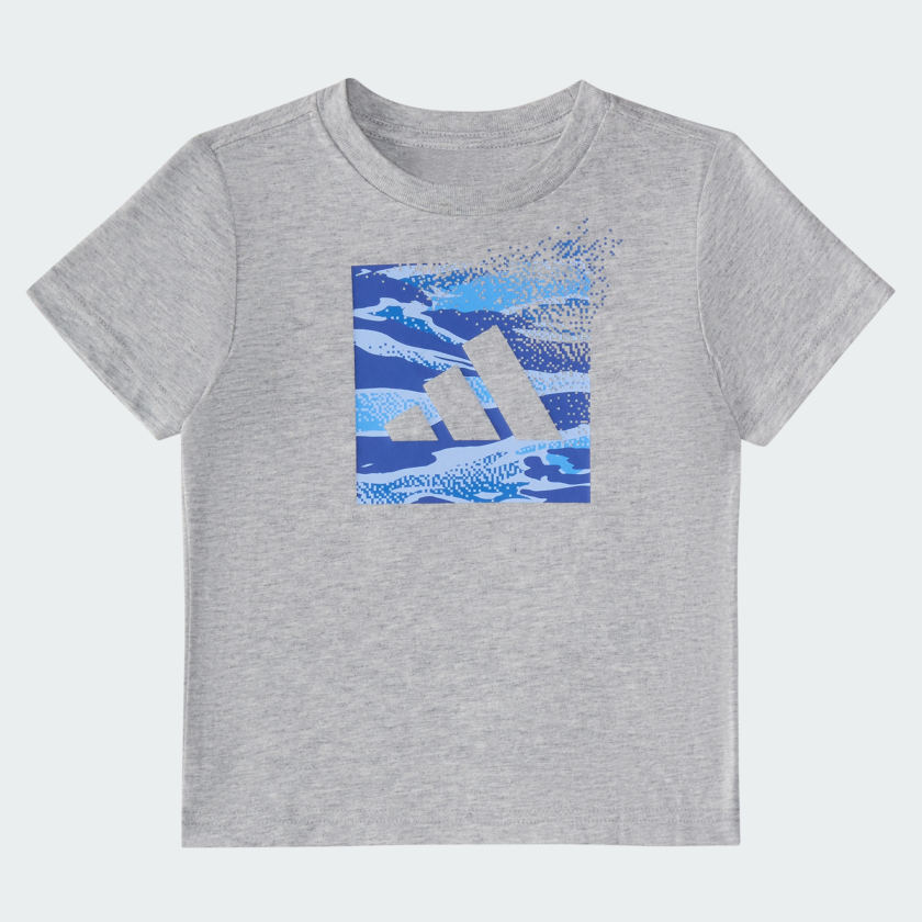 Kids' adidas Two-Piece Short Sleeve Cotton Heather Tee and Elastic Waistband Printed Shorts Set