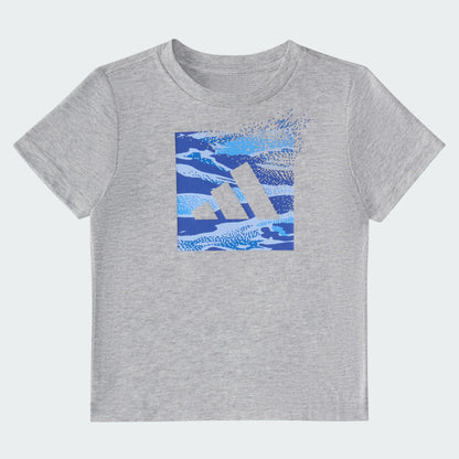 Kids' adidas Two-Piece Short Sleeve Cotton Heather Tee and Elastic Waistband Printed Shorts Set