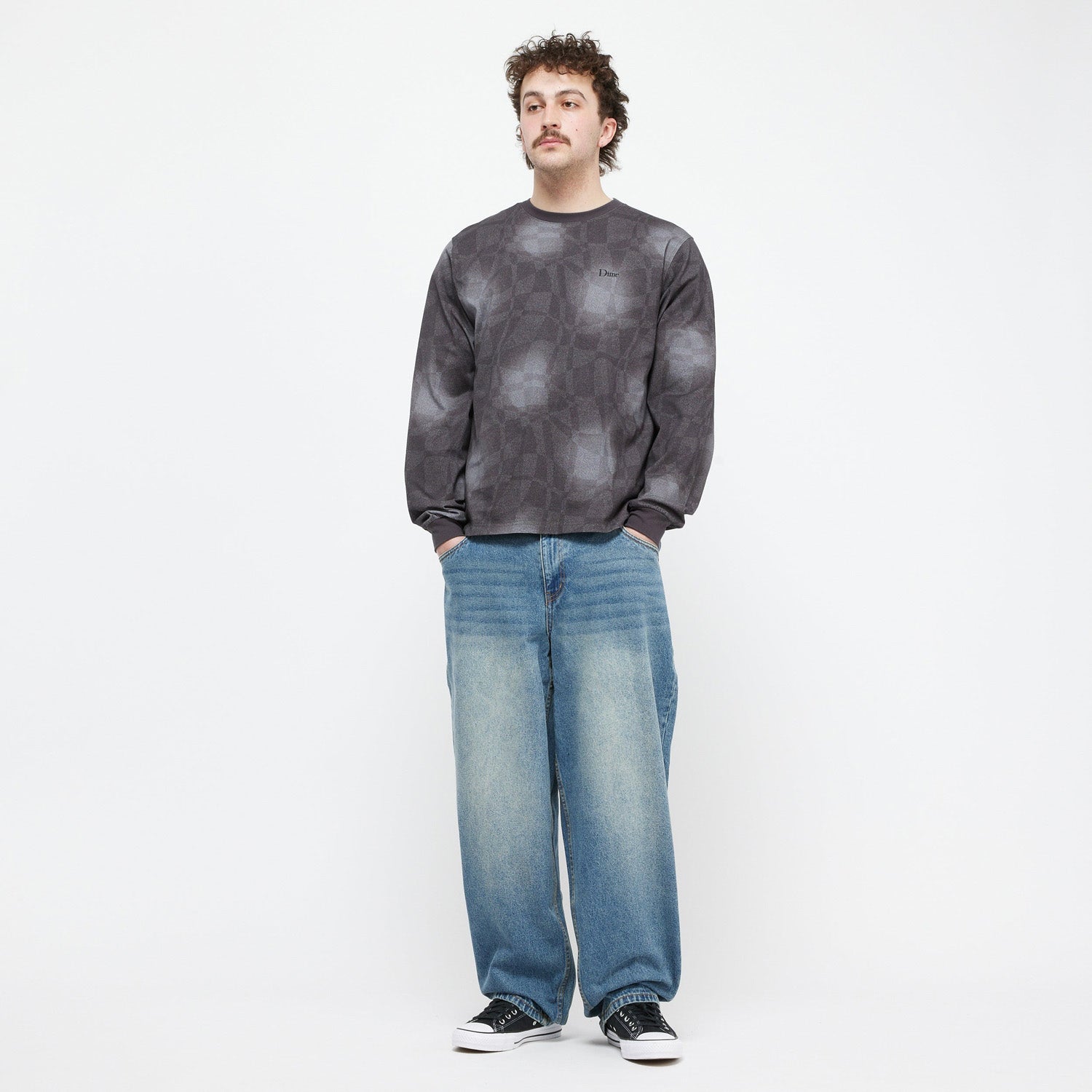 Dime Abstract LS Shirt Static Black