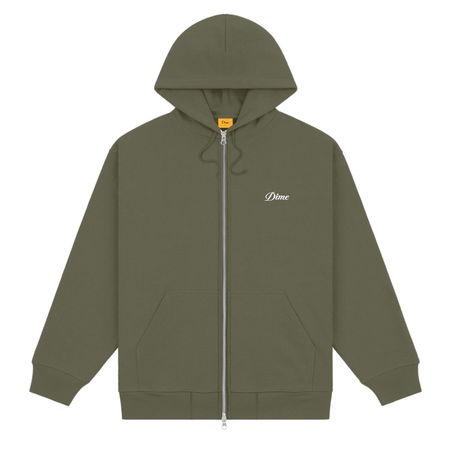 Dime Men Cursive Small Logo Zip-Hoodie Army Green
