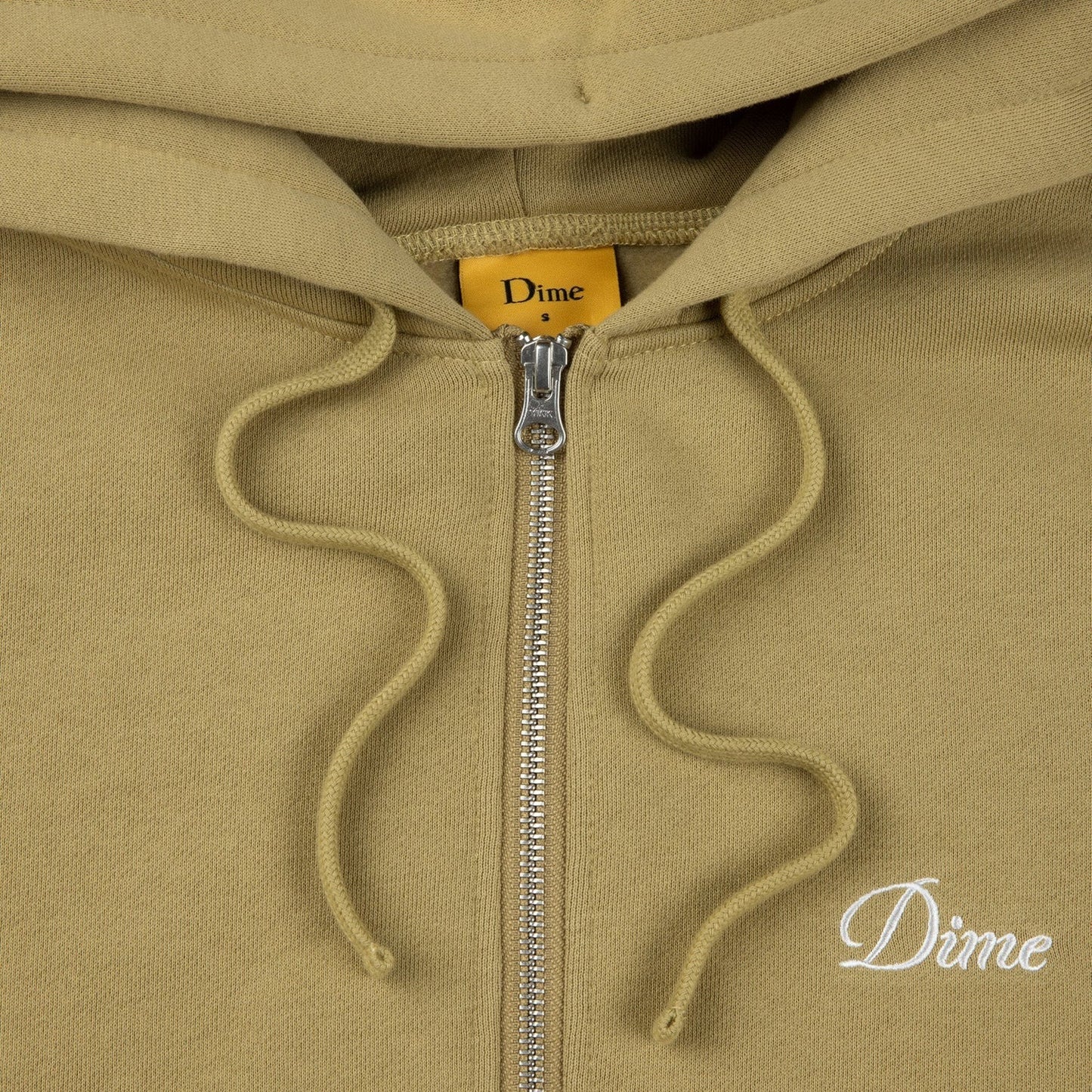 Dime Men Cursive Small Logo Zip-Hoodie Oak