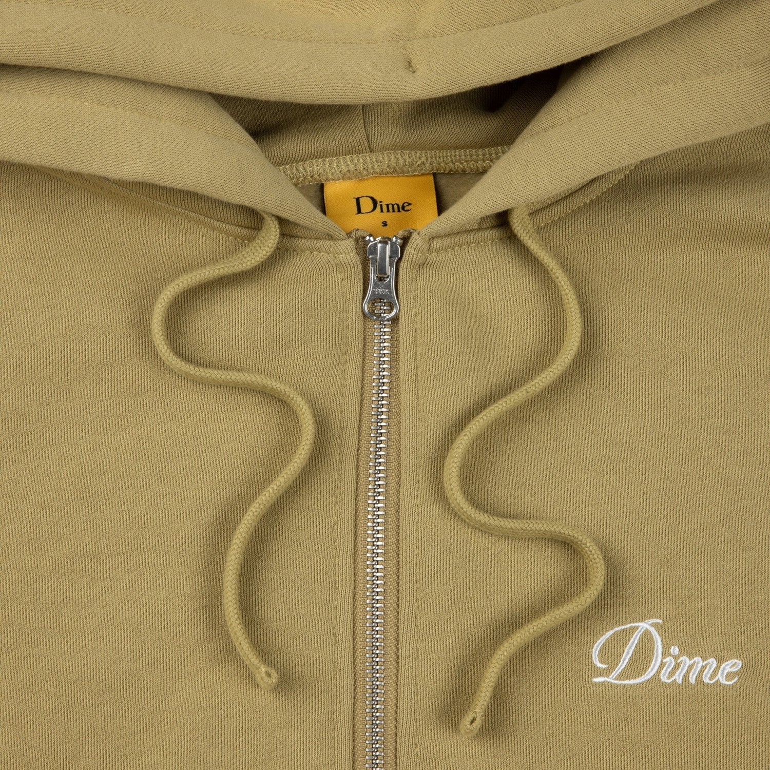 Dime Men Cursive Small Logo Zip-Hoodie Oak