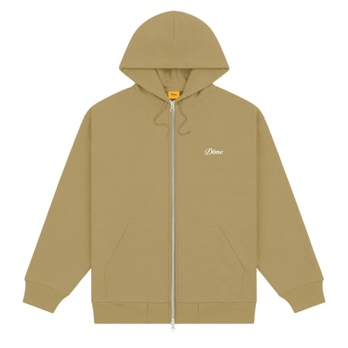 Dime Men Cursive Small Logo Zip-Hoodie Oak