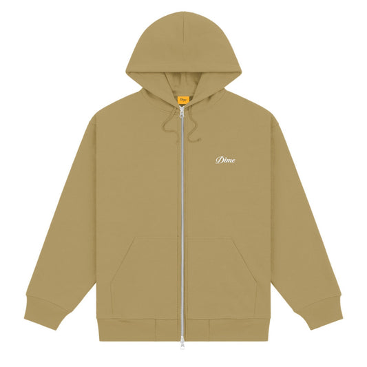 Dime Men Cursive Small Logo Zip-Hoodie Oak