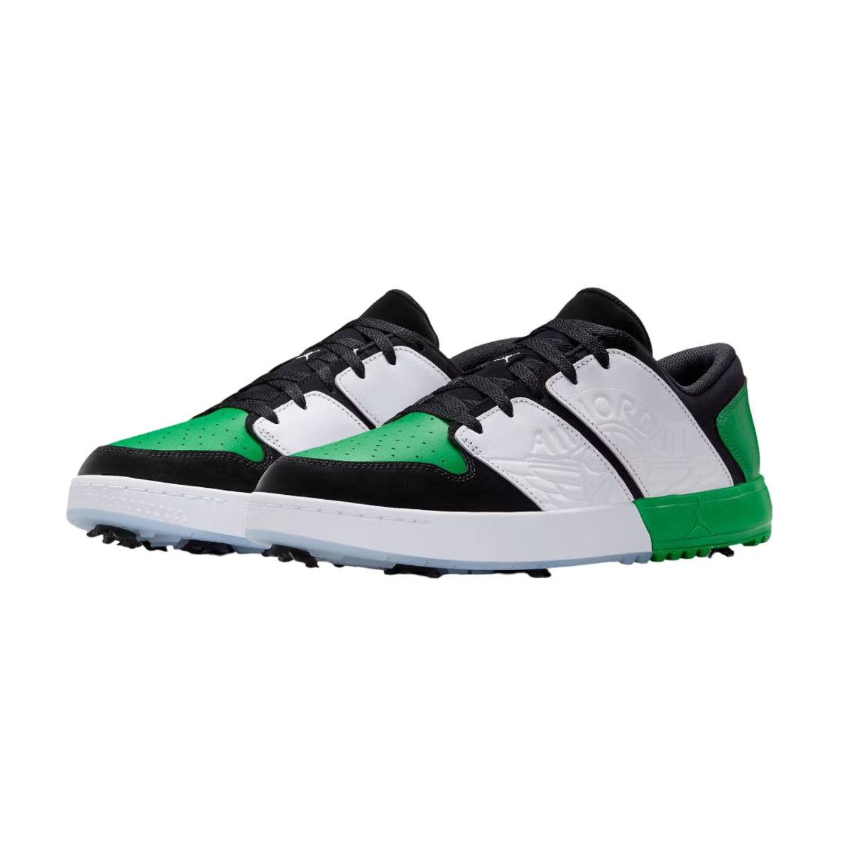 Jordan NU Retro 1 Low Golf Black White Blue Tint Lucky Green