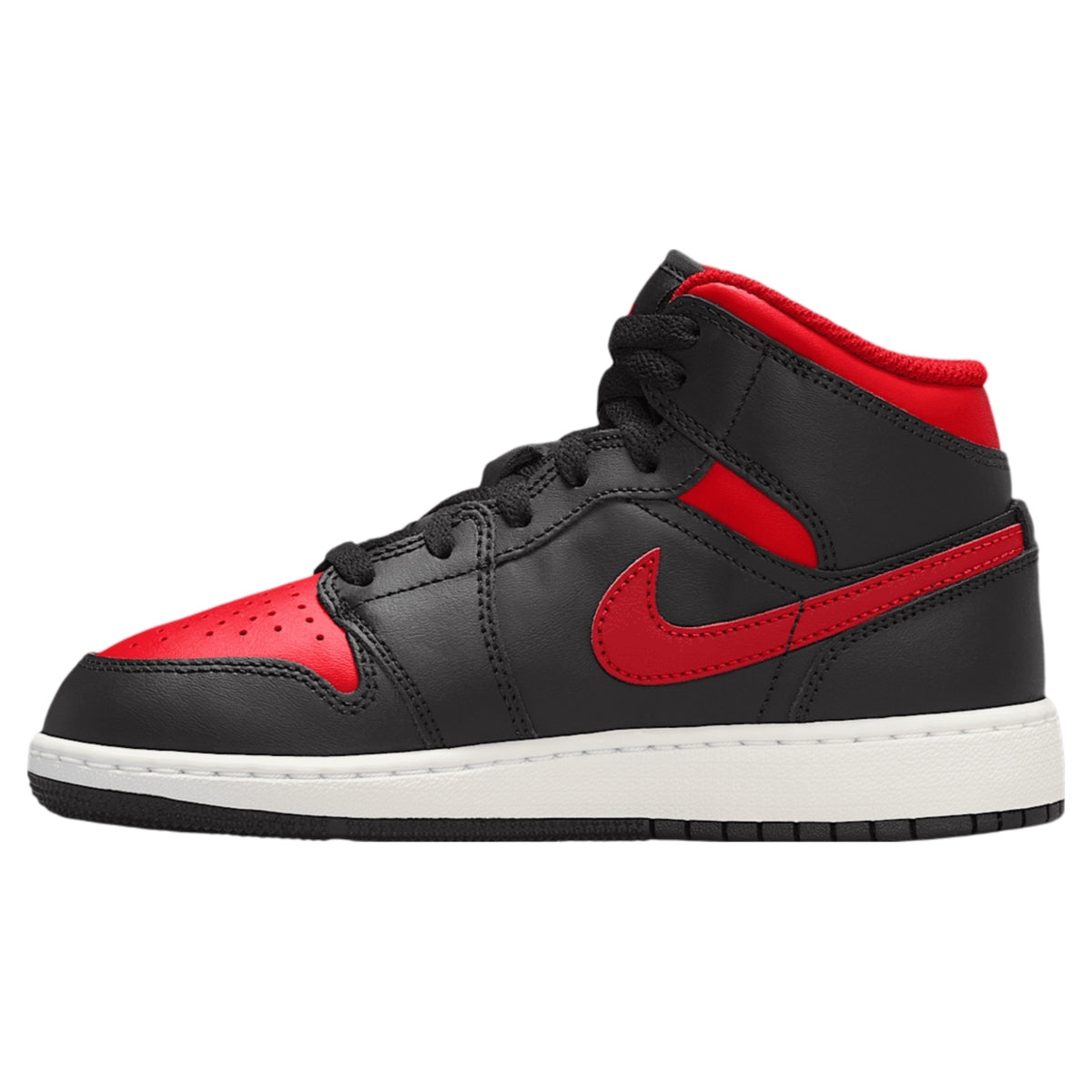 Jordan 1 Mid Black Summit White Varsity Red (GS)