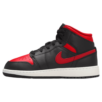 Jordan 1 Mid Black Summit White Varsity Red (GS)