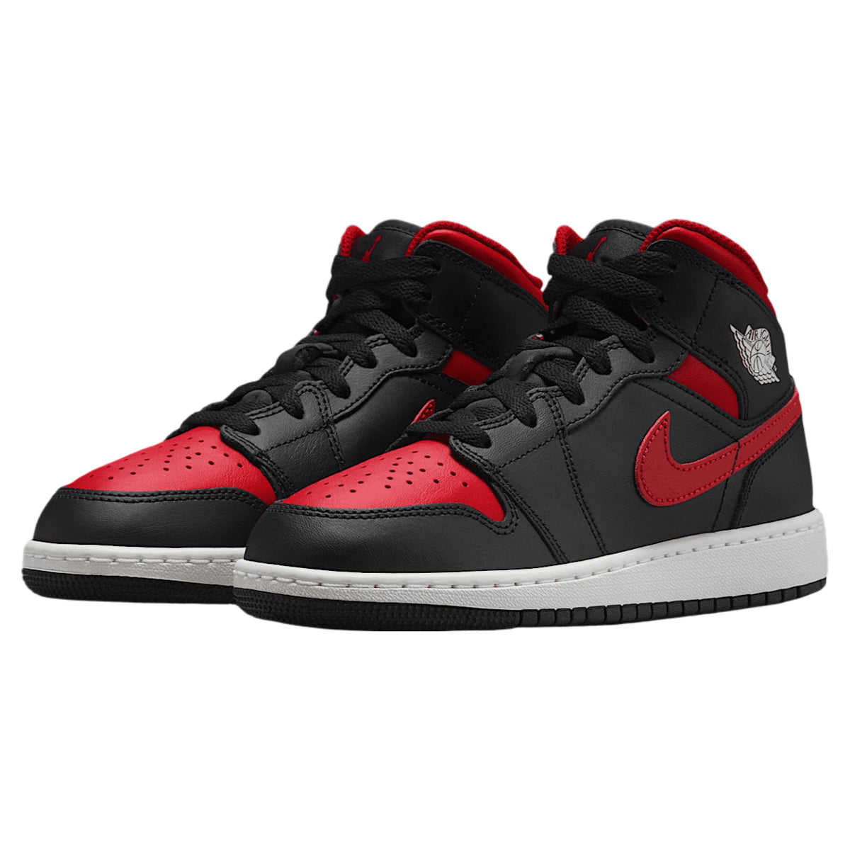 Jordan 1 Mid Black Summit White Varsity Red (GS)