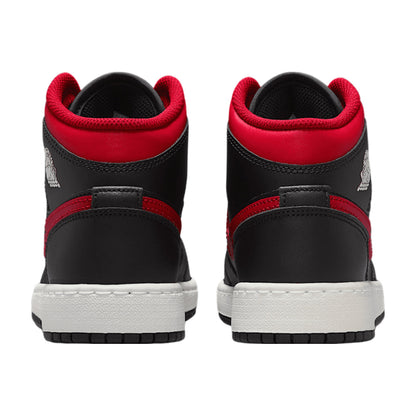 Jordan 1 Mid Black Summit White Varsity Red (GS)
